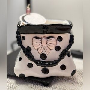 Vintage cute ceramic purse candle holder